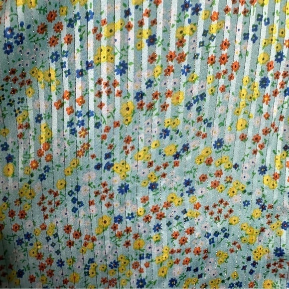 J. Crew Ruffle Top In Field Day Print Aqua Small Ditsy Floral Mint medium - Picture 4 of 8